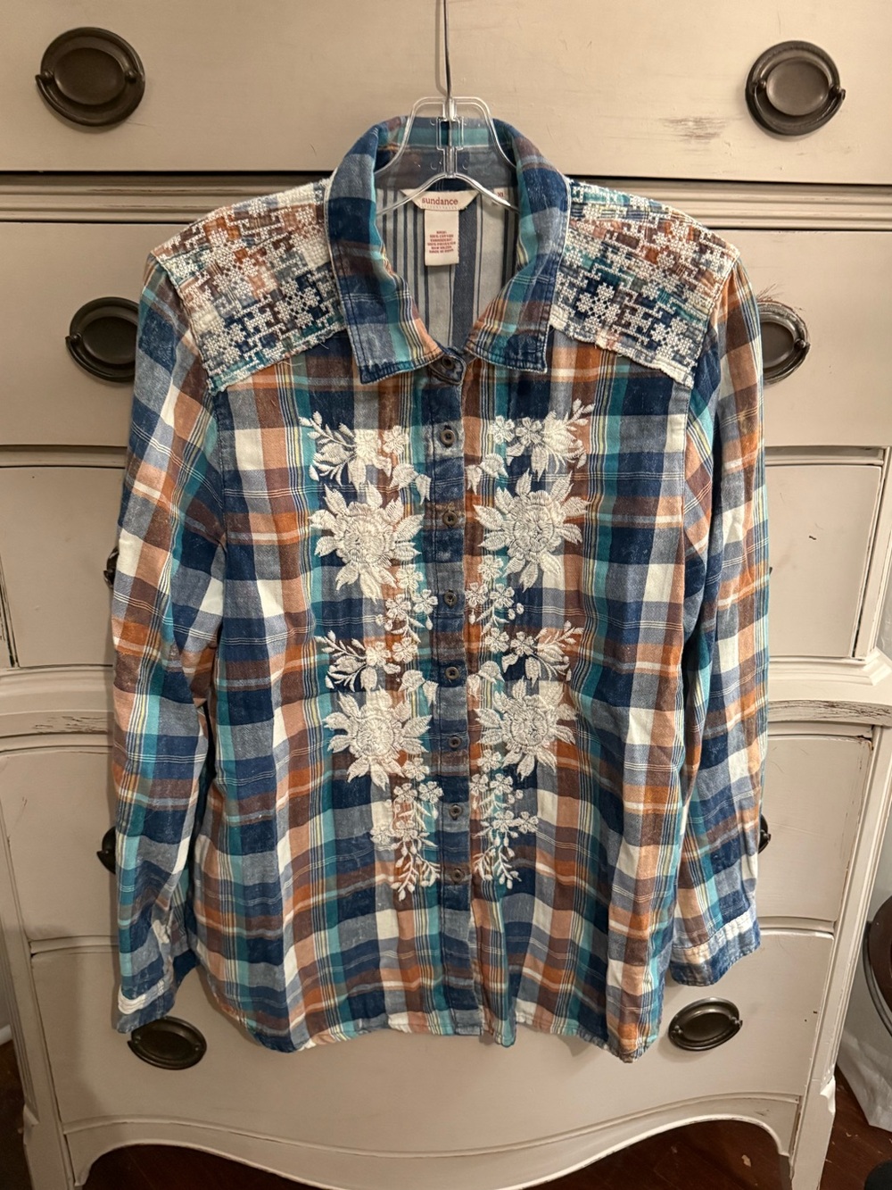 Sundance Bohemian Western Embroidered Button Down Blouse XL - Picture 3 of 9